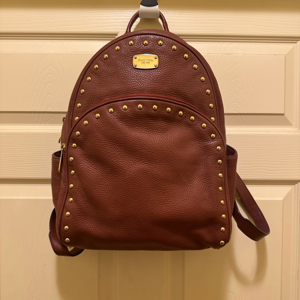 Pristine Michael Kors gold studs Burgundy Maroon pebbled leather bag